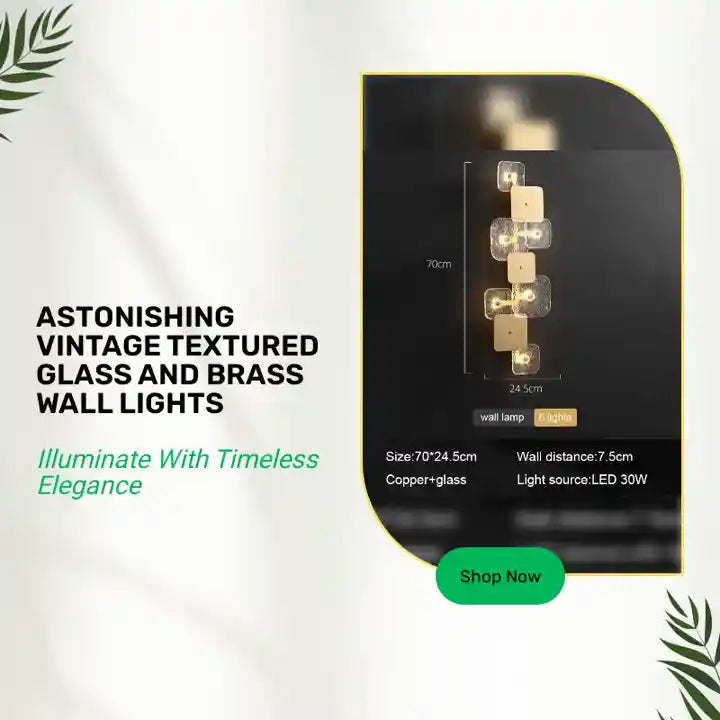 Astonishing Vintage Textured Glass and Brass Wall Lights with modern design and LED lighting features.