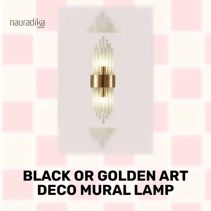 Black or Golden Art Deco Mural Lamp, elegant wall-mounted light fixture with a modern Art Deco design.