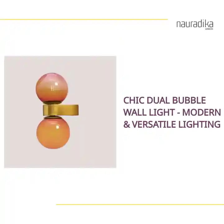Chic Dual Bubble Wall Light - Modern & Versatile Lighting with brass and colorful bubbles, ideal for various decor styles.