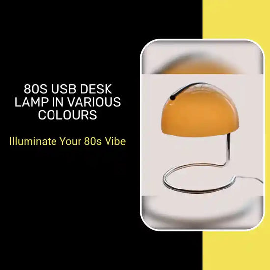 80s USB desk lamp in various colours with chrome and tinted glass for nostalgic decor