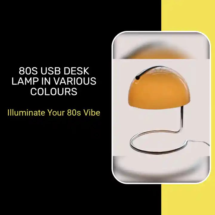 80s USB desk lamp in various colours with chrome and tinted glass for nostalgic decor
