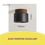 Black Travertine Ceiling Lamp - dimensions and design details for elegant interior lighting.