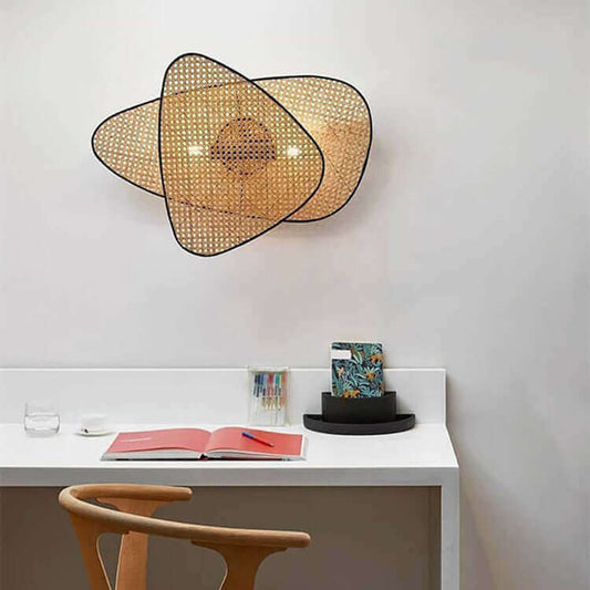 Wall Light Fixtures, Wall Light Fixtures, Wall Light Fixtures, Mid-Century Modern Rattan Wall Light