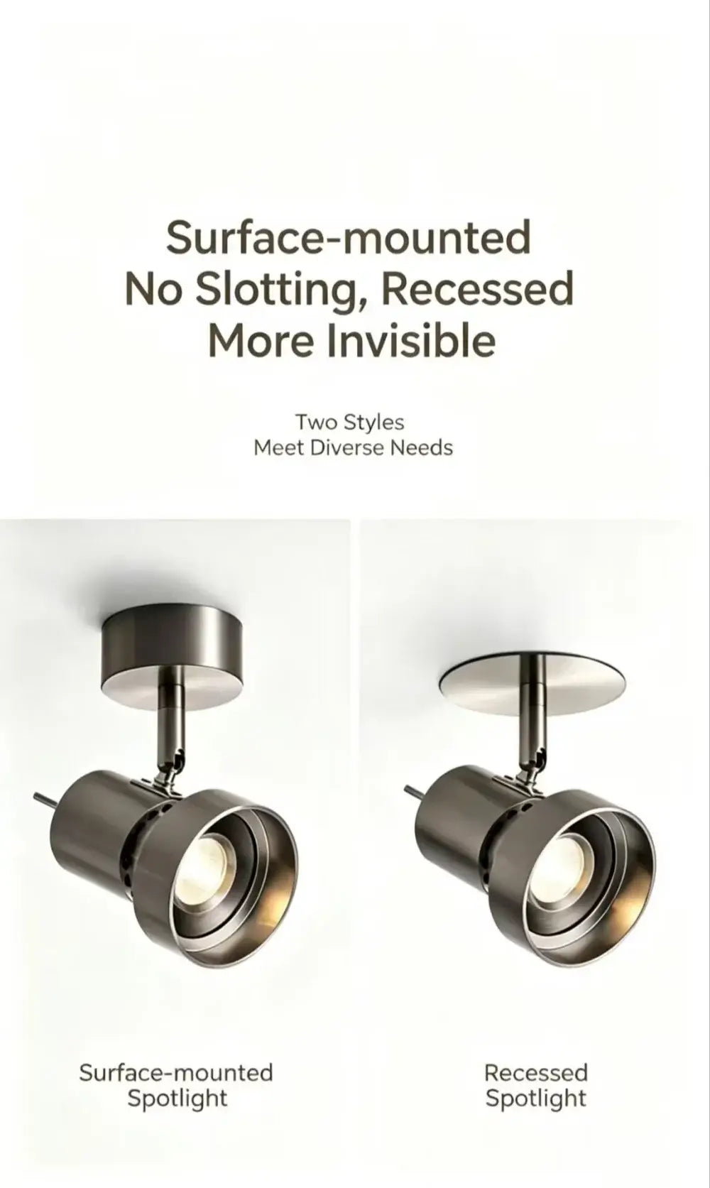 Led Surface Mounted Spotlights Stainless Steel Ceiling Lights Household High Color Rendering Embedded Lighting