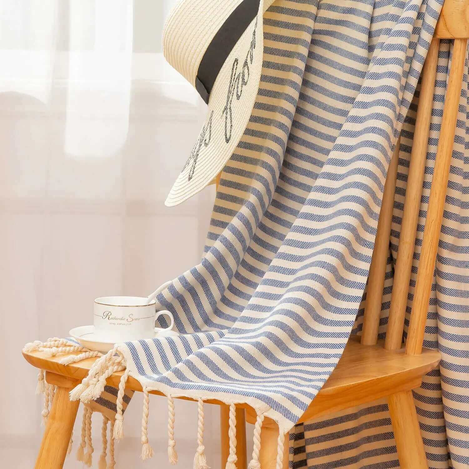 Striped Tassel Bath Towels Luxurious Versatility for Any Occasion