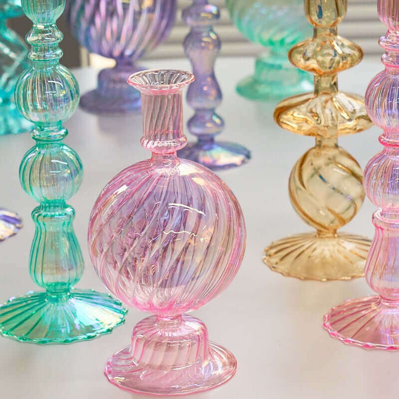 Candle Holders, Candle Holders, Candle Holders, Glass Candle Holders - Handmade Colourful Vintage